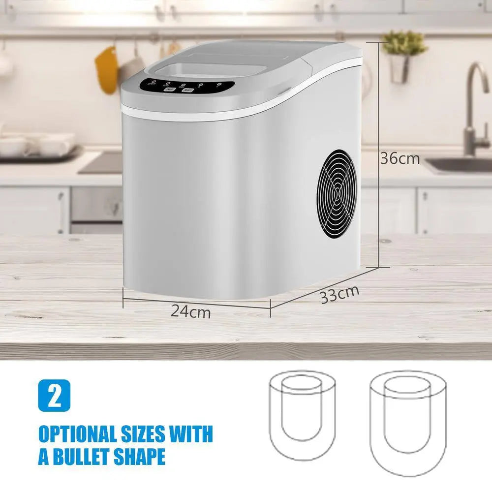 26.5 Lbs. Mini Portable Electric Ice Maker in Silver | Fridge.com