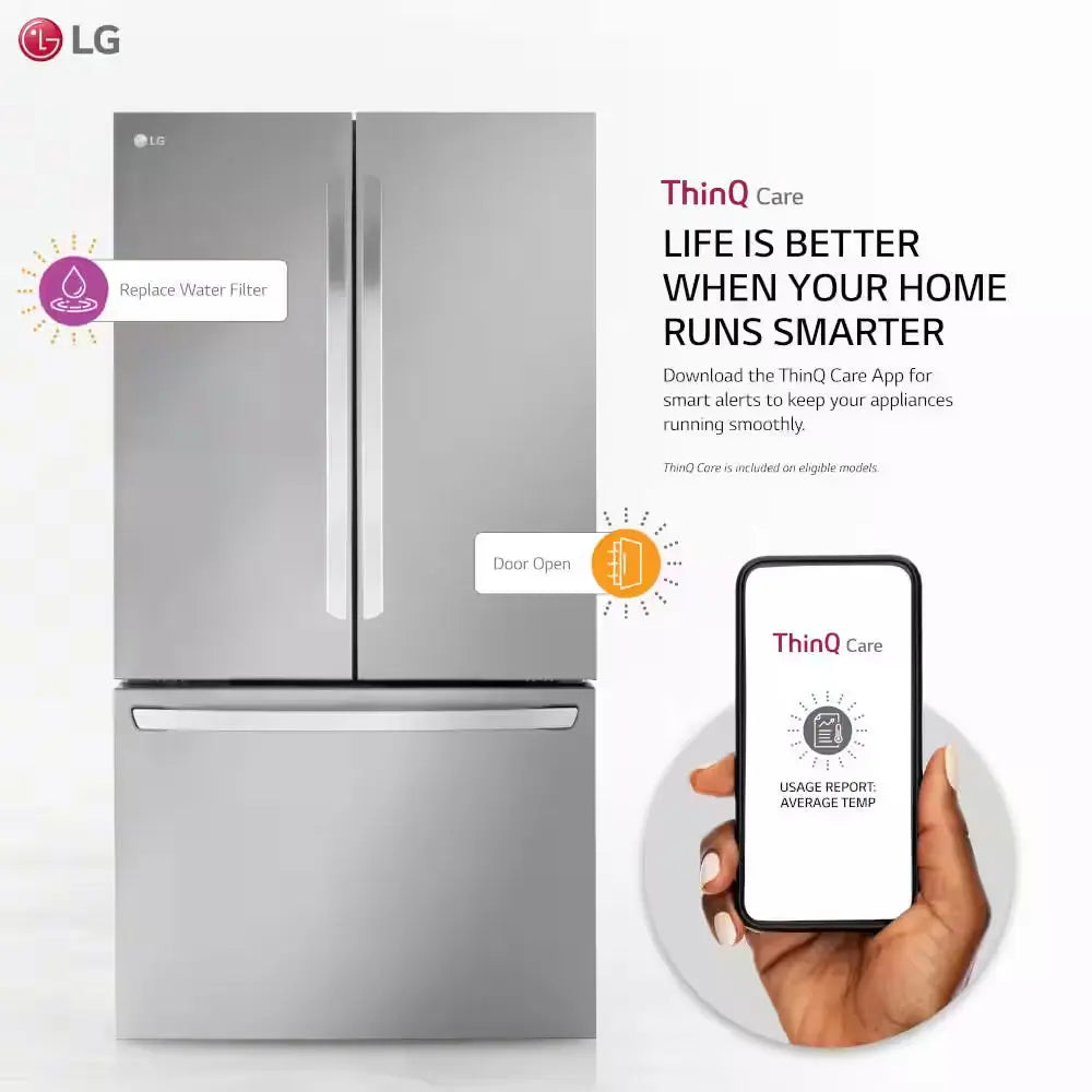 27 Cu. Ft. Smart Counter-Depth MAX French Door Refrigerator with Internal Water Dispenser in Printproof Stainless Steel | Fridge.com