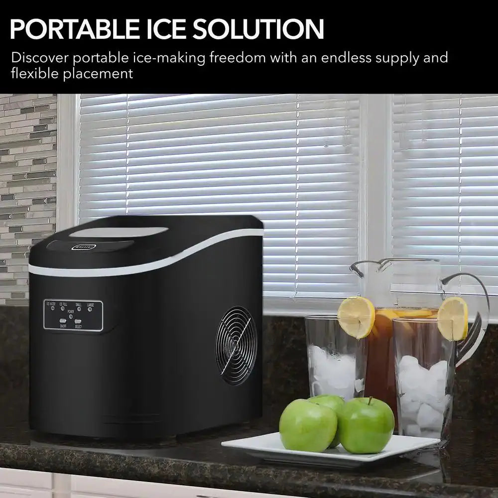 27 Lb. Compact Portable Ice Maker in Metallic Black | Fridge.com