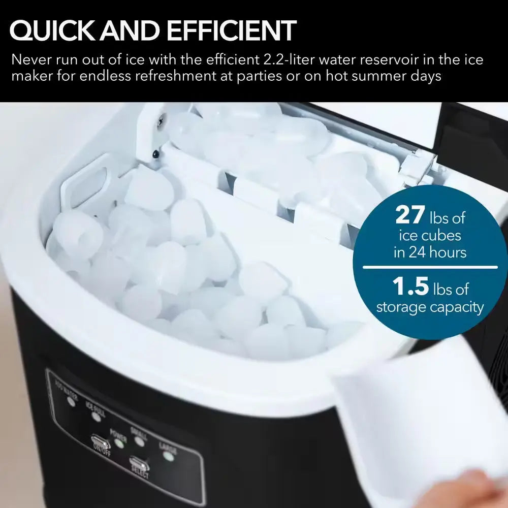 27 Lb. Compact Portable Ice Maker in Metallic Black | Fridge.com