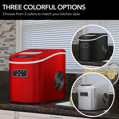 27 Lb. Compact Portable Ice Maker in Metallic Red | Fridge.com