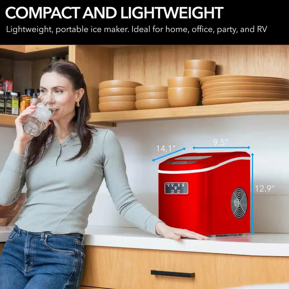 27 Lb. Compact Portable Ice Maker in Metallic Red | Fridge.com