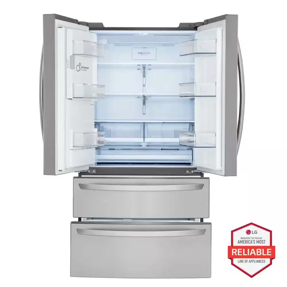 28 Cu. Ft. 4-Door French Door Smart Refrigerator with Ice and Water Dispenser in Printproof Stainless Steel | Fridge.com