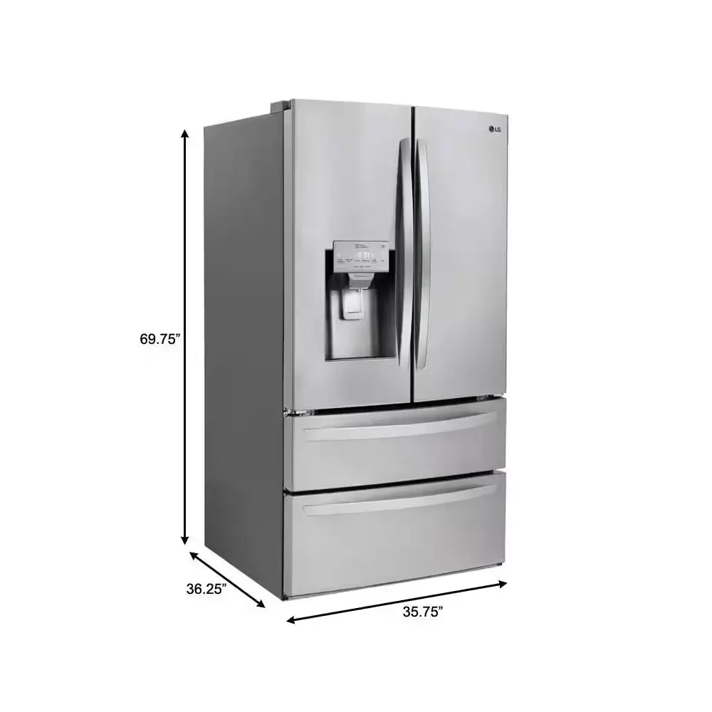 28 Cu. Ft. 4-Door French Door Smart Refrigerator with Ice and Water Dispenser in Printproof Stainless Steel | Fridge.com