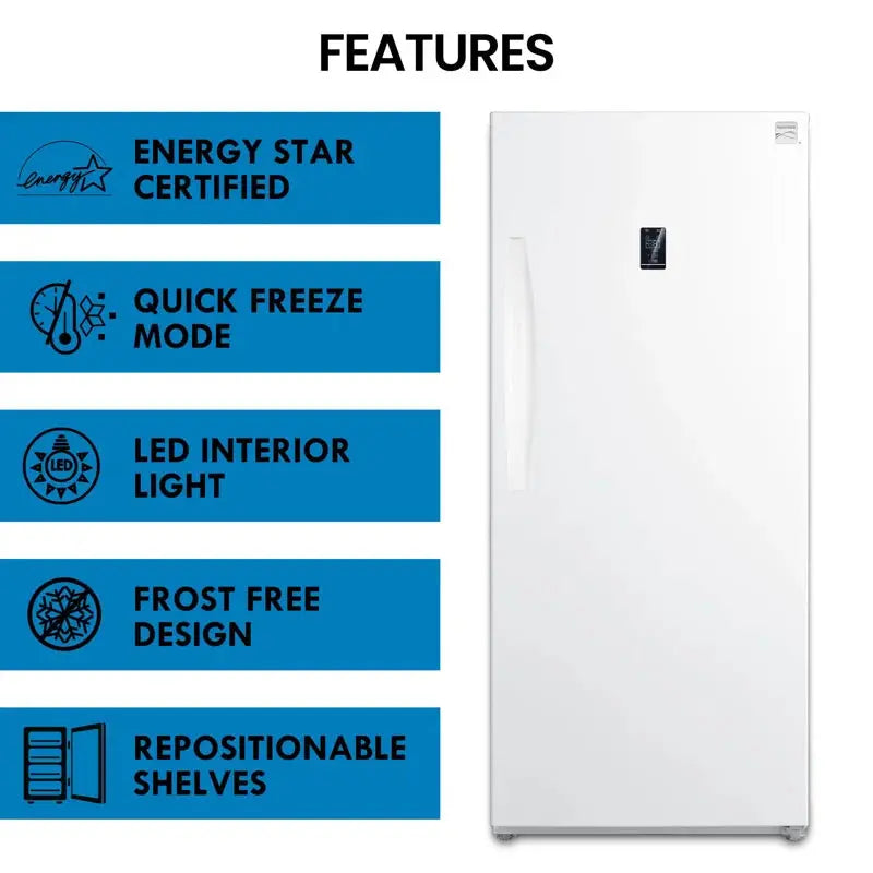 28" 14 Cu. Ft. Convertible Freezer, Partial Automatic Defrost Upright Freezer in White Garage Ready | Fridge.com