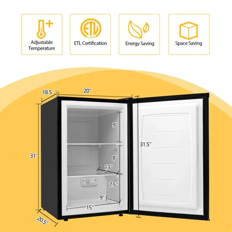 3 Cubic Feet Compact Upright Freezer with Stainless Steel Door | Fridge.com