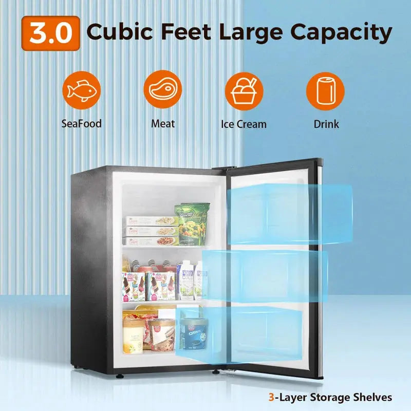 3 Cubic Feet Upright Freezer with Adjustable Temperature Controls | Fridge.com