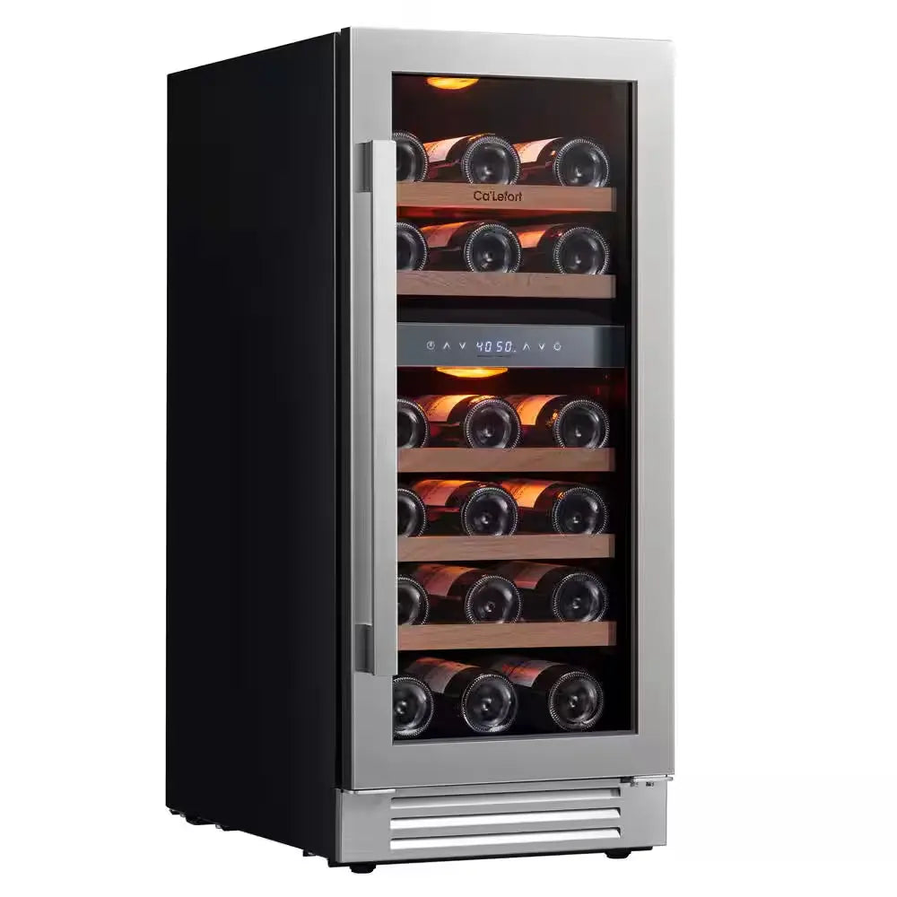 3.0 Cu.Ft 15" Dual Zone 28-Bottles Built-In Wine Cooler Refrigerator Fast Cooling Compressor Fridge 5 Removable Shelves | Fridge.com