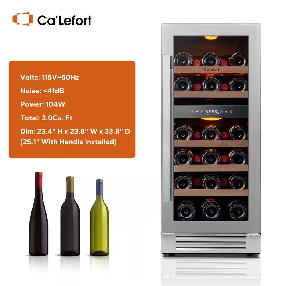 3.0 Cu.Ft 15" Dual Zone 28-Bottles Built-In Wine Cooler Refrigerator Fast Cooling Compressor Fridge 5 Removable Shelves | Fridge.com