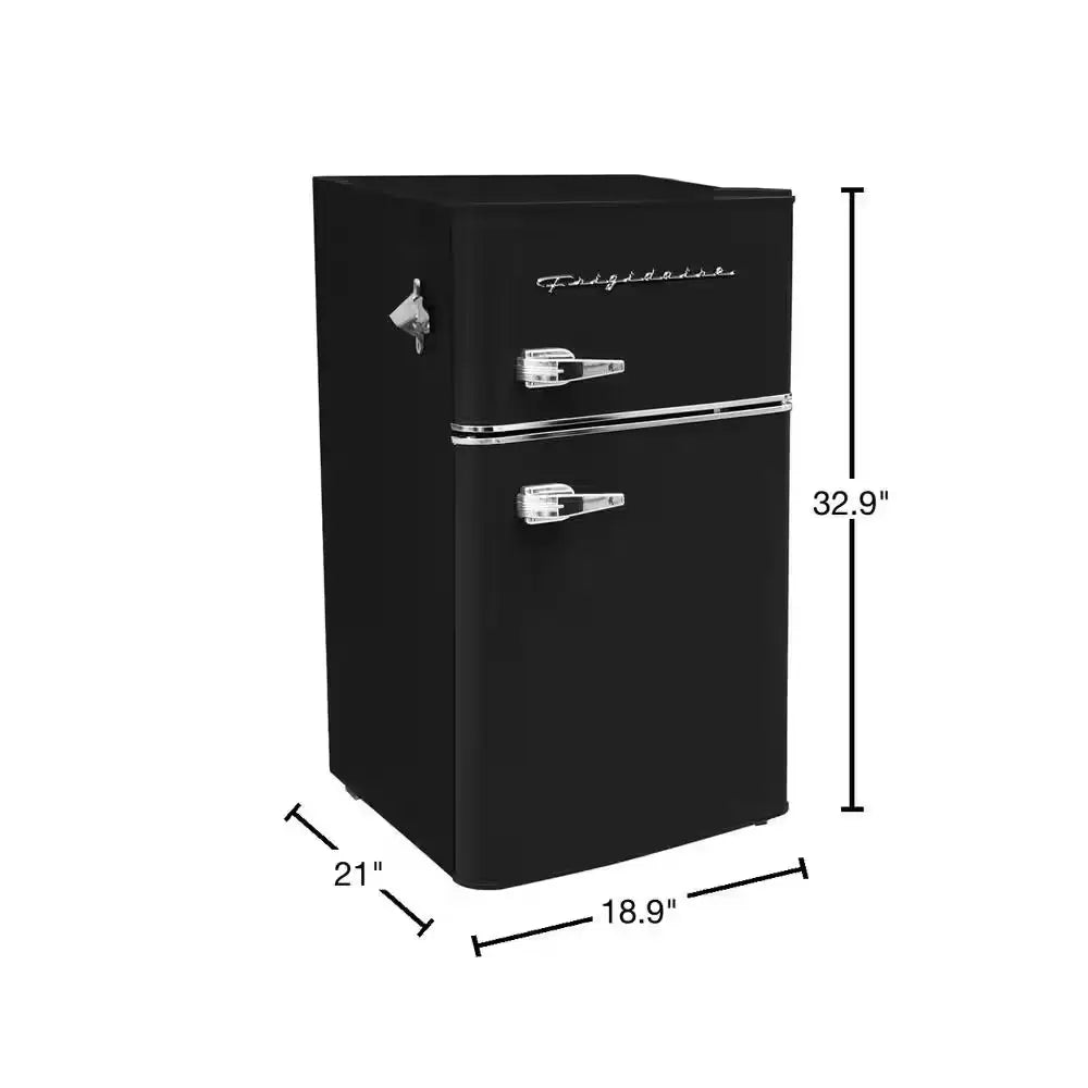 3.2 Cu. Ft. 2 Door Retro Mini Fridge in Black | Fridge.com