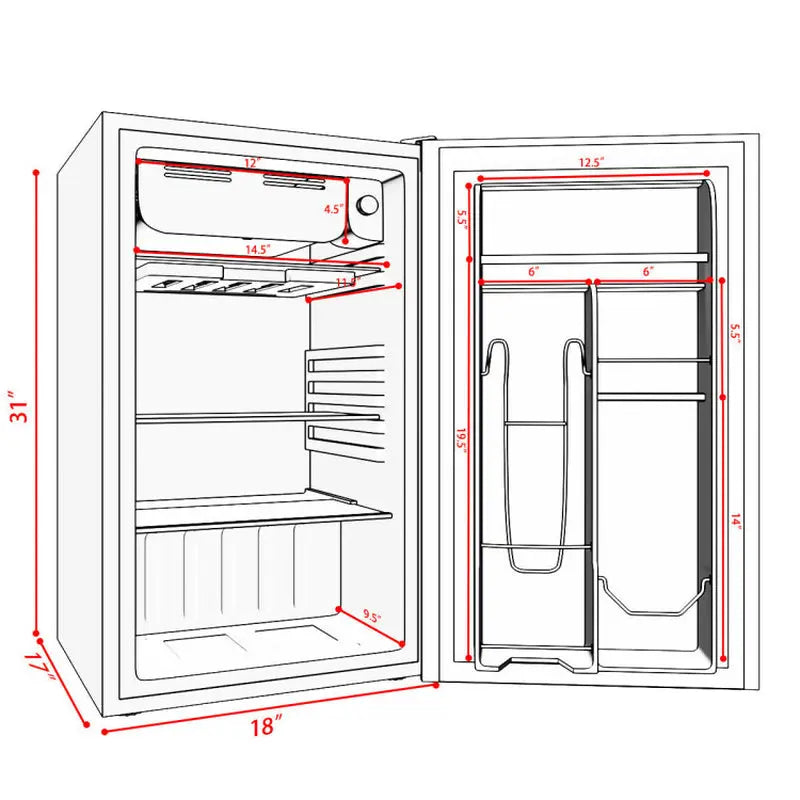 3.2 Cu. Ft. Mini Dorm Compact Refrigerator | Fridge.com