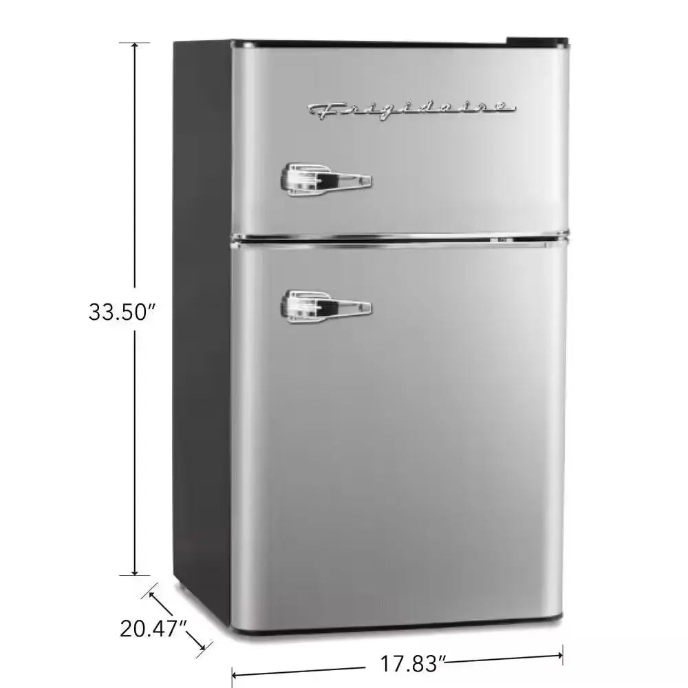 3.2 Cu. Ft. Retro 2-Door Mini Refrigerator in Platinum Design with Top Freezer | Fridge.com