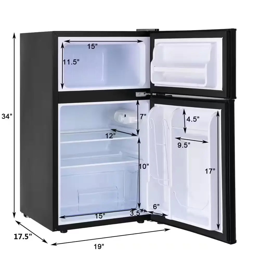 3.2 Cu. Ft. Retro Mini Fridges in Black with Freezer & Reversible Door | Fridge.com