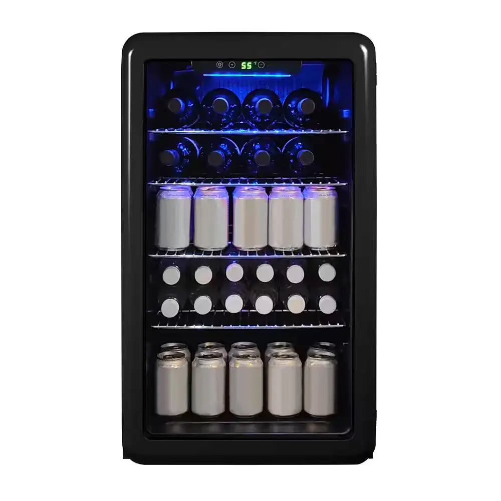 3.4 Cu. Ft. Retro Beverage Cooler, in Black | Fridge.com