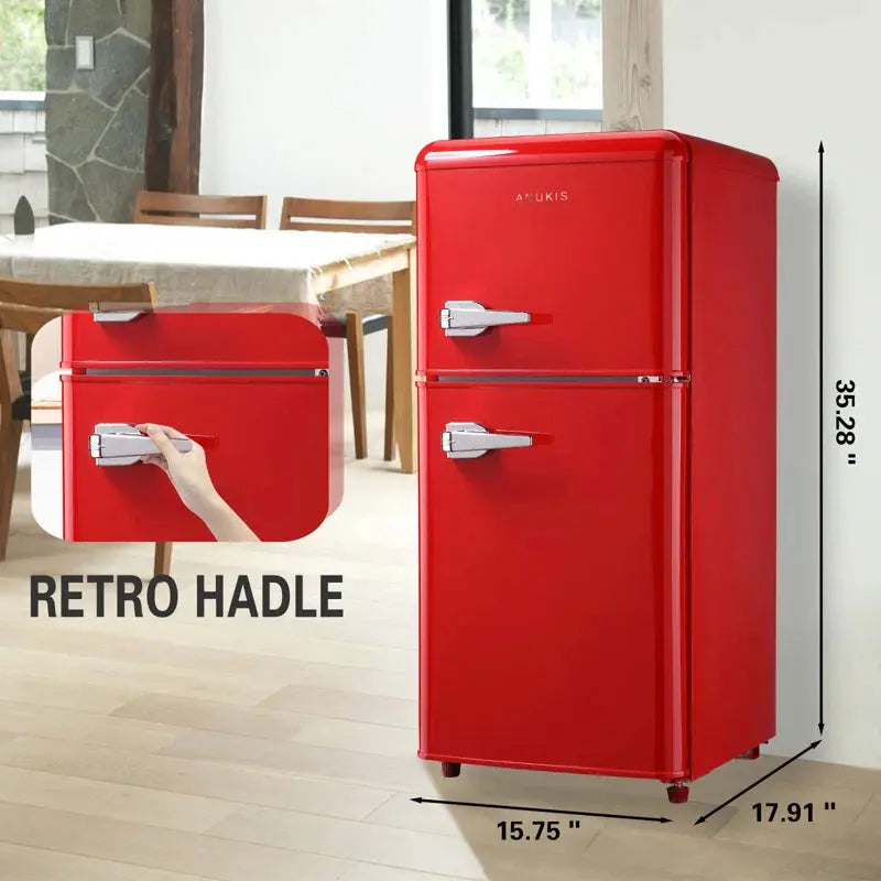 3.5 Cu. Ft. Retro Freestanding Mini Fridge with Freezer, 2-Door Compact Refrigerator with Top Freezer | Fridge.com