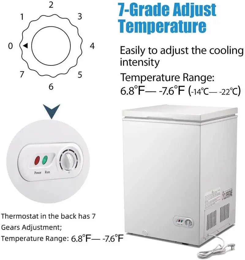 3.5 Cubic Feet Chest Freezer with Adjustable Temperature Controls | Fridge.com