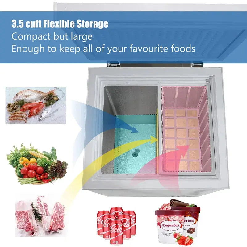 3.5 Cubic Feet Garage Ready Chest Freezer with Adjustable Temperature Controls | Fridge.com