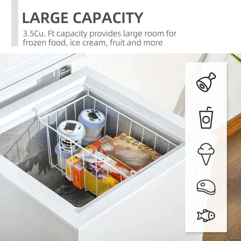 3.5 Cubic Feet Garage Ready Frost-Free Chest Freezer with Adjustable Temperature Controls | Fridge.com