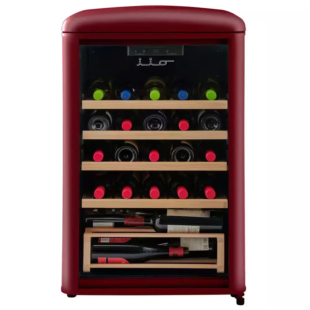 30 Bottle Free Standing Retro Wine Cooler in Wine Red | Fridge.com