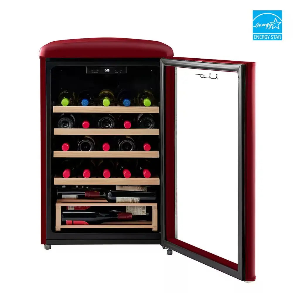 30 Bottle Free Standing Retro Wine Cooler in Wine Red | Fridge.com