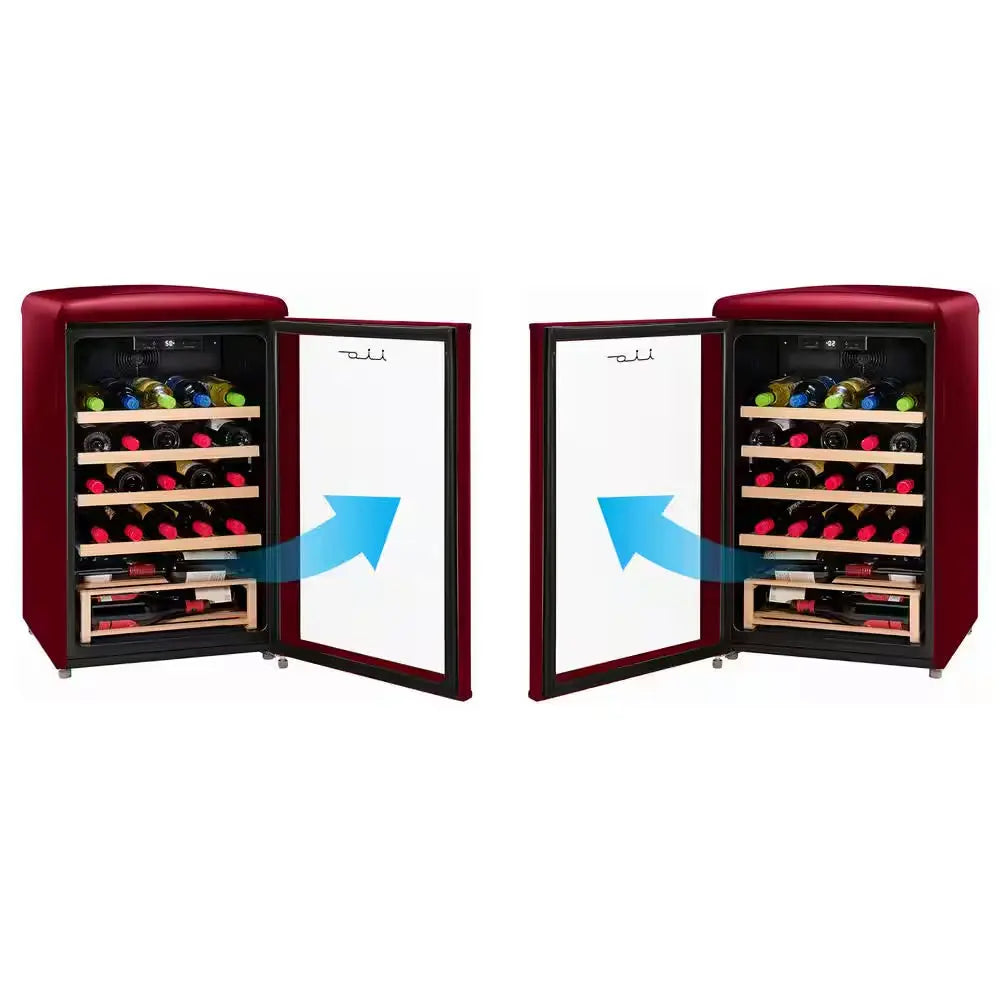 30 Bottle Free Standing Retro Wine Cooler in Wine Red | Fridge.com