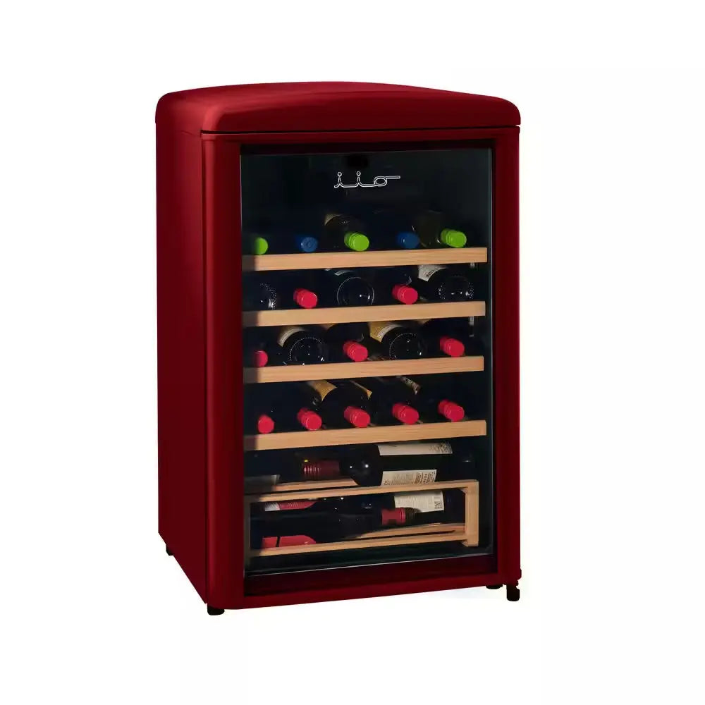 30 Bottle Free Standing Retro Wine Cooler in Wine Red | Fridge.com