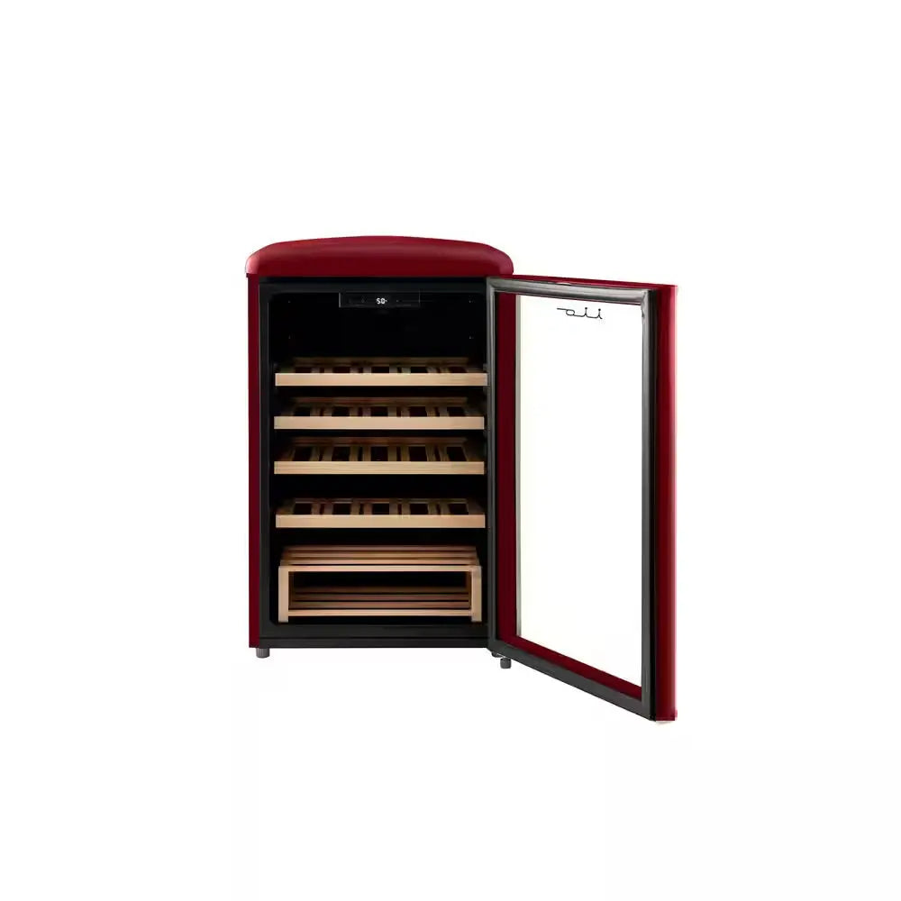 30 Bottle Free Standing Retro Wine Cooler in Wine Red | Fridge.com