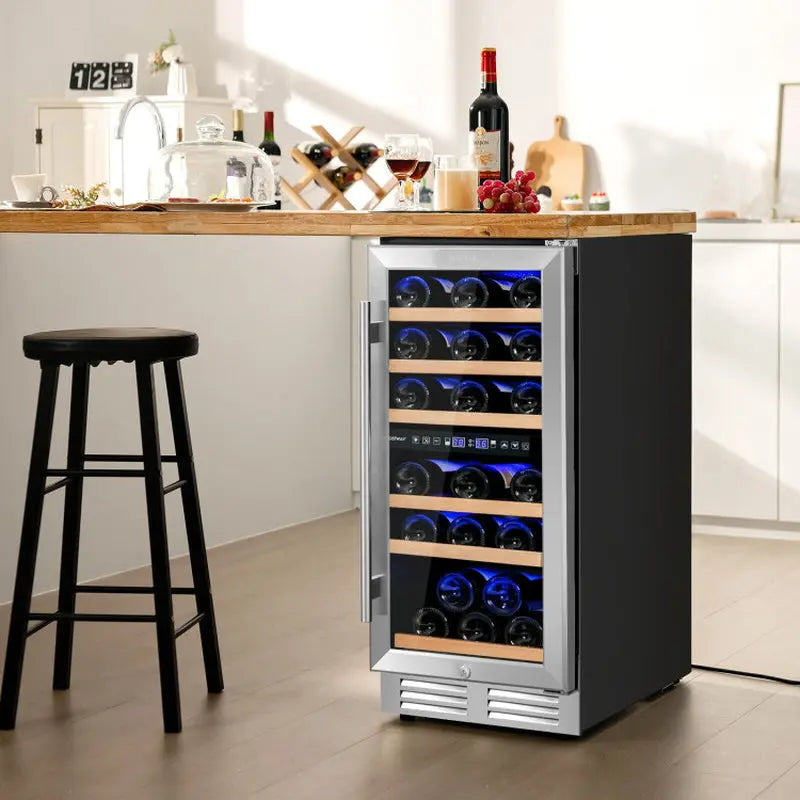 30-Bottle Freestanding Wine Cooler with Temp Memory and Dual Zones | Fridge.com