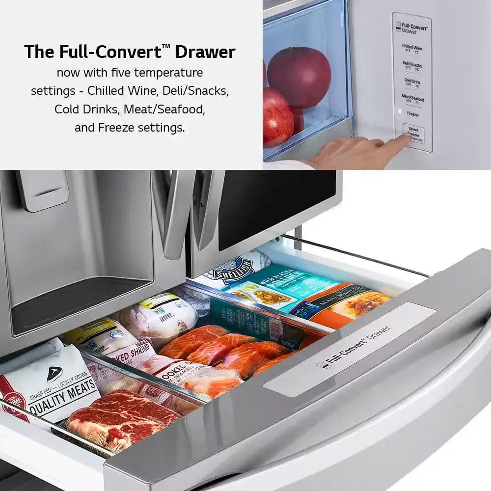 30 Cu. Ft. French Door Refrigerator, Instaview, Full-Convert Drawer, Craft Ice in Printproof Stainless Steel | Fridge.com