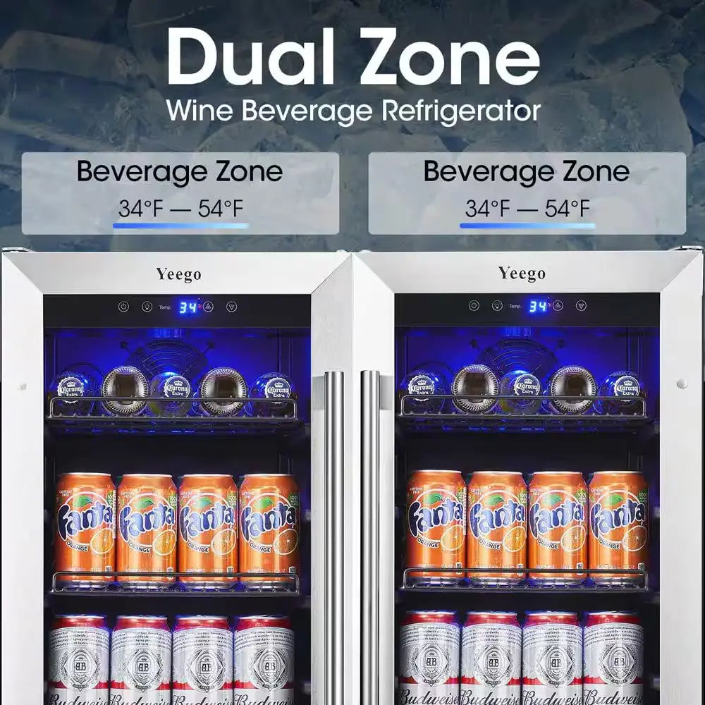 30 In. Double Zone 160 Cans Beverage Cooler in Black Side-By-Side Refrigerators Built-In Frost Free with Safety Lock | Fridge.com