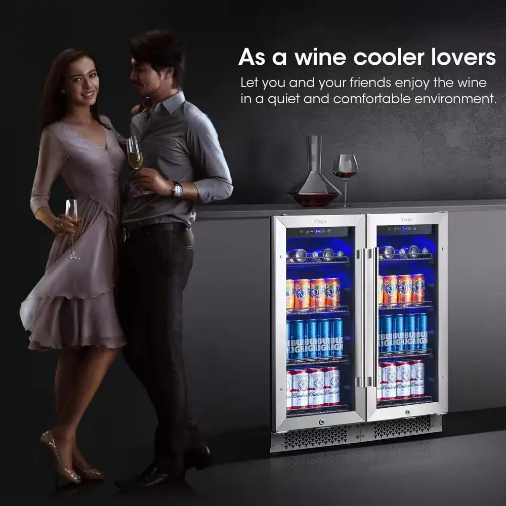 30 In. Double Zone 160 Cans Beverage Cooler in Black Side-By-Side Refrigerators Built-In Frost Free with Safety Lock | Fridge.com