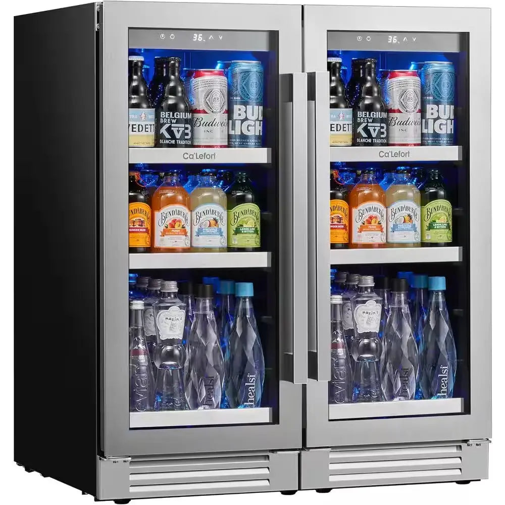 30 In. Dual Zone 200-Cans Beverage Cooler Side-By-Side Refrigerators Built-In or Freestanding Fridge Frost Free in Black | Fridge.com