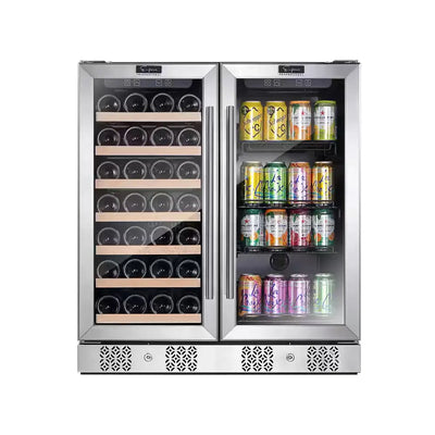 30 In. Dual Zone 6.3 Cu. Ft. Capacity 33-Bottle Wine Cooler and 96-Can Beverage Cooler Refrigerator in Stainless Steel | Fridge.com