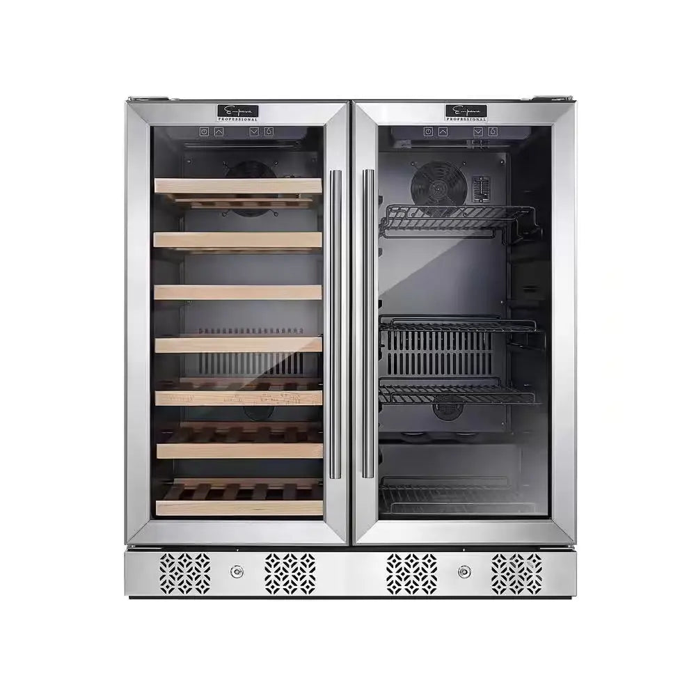 30 In. Dual Zone 6.3 Cu. Ft. Capacity 33-Bottle Wine Cooler and 96-Can Beverage Cooler Refrigerator in Stainless Steel | Fridge.com