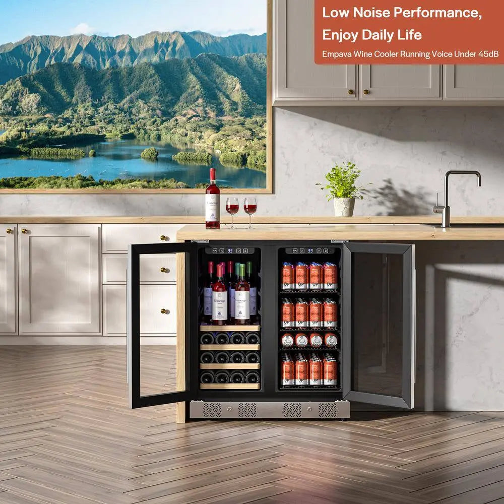 30 In. Dual Zone 6.3 Cu. Ft. Capacity 33-Bottle Wine Cooler and 96-Can Beverage Cooler Refrigerator in Stainless Steel | Fridge.com