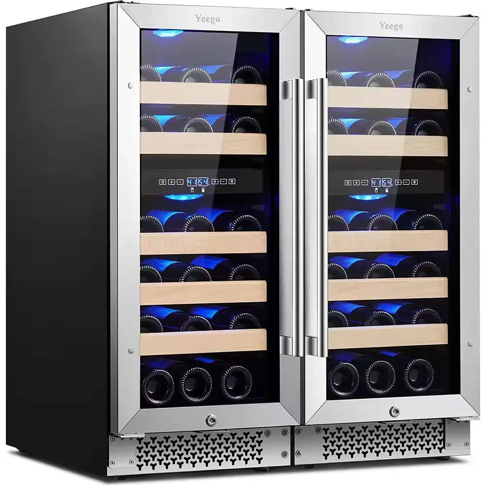 30 In. Dual Zone Cellar Cooling Unit 66-Bottles Built- in Wine Cooler Side-By-Side Refrigerators Mini Fridge in Black | Fridge.com