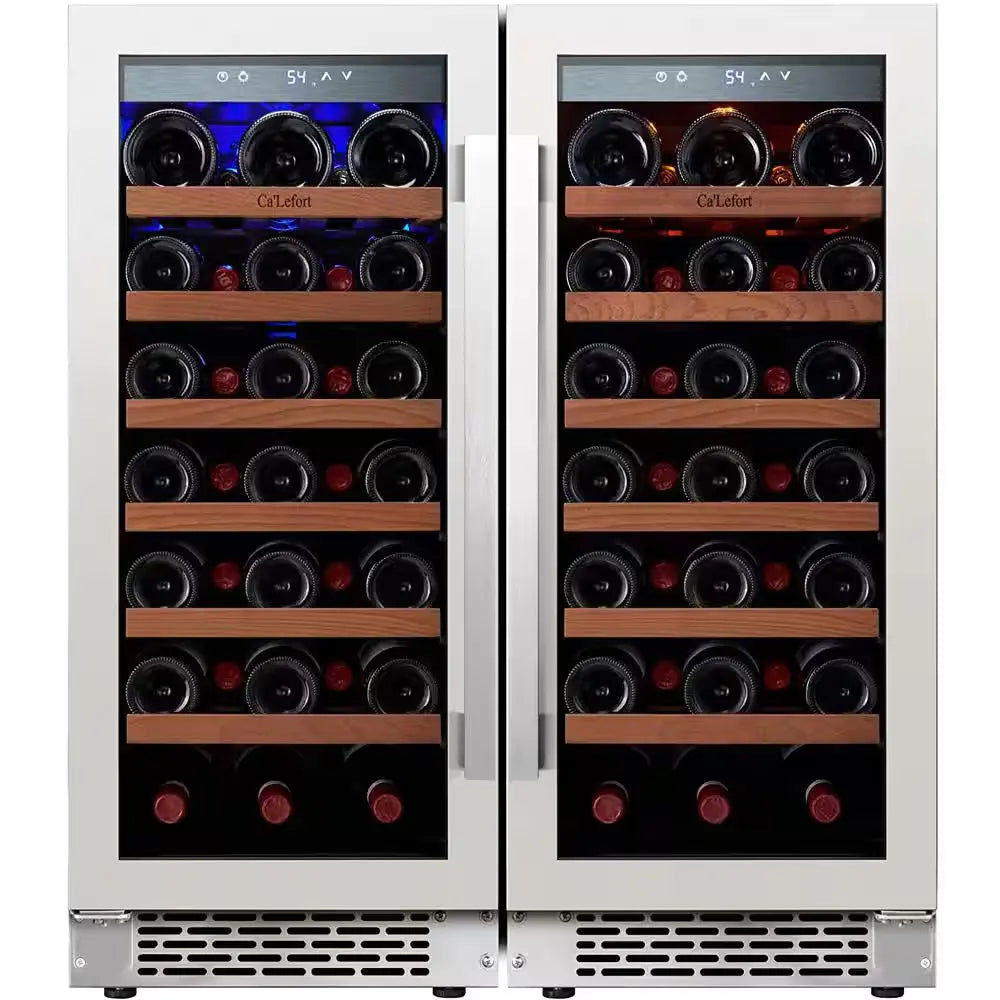 30 In. Dual Zone Cellar Cooling Unit 66-Bottles Wine Cooler Built- in Side-By-Side Refrigerators Frost-Free in Black | Fridge.com