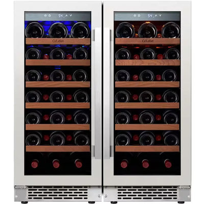 30 In. Dual Zone Cellar Cooling Unit 66-Bottles Wine Cooler Built- in Side-By-Side Refrigerators Frost-Free in Black | Fridge.com