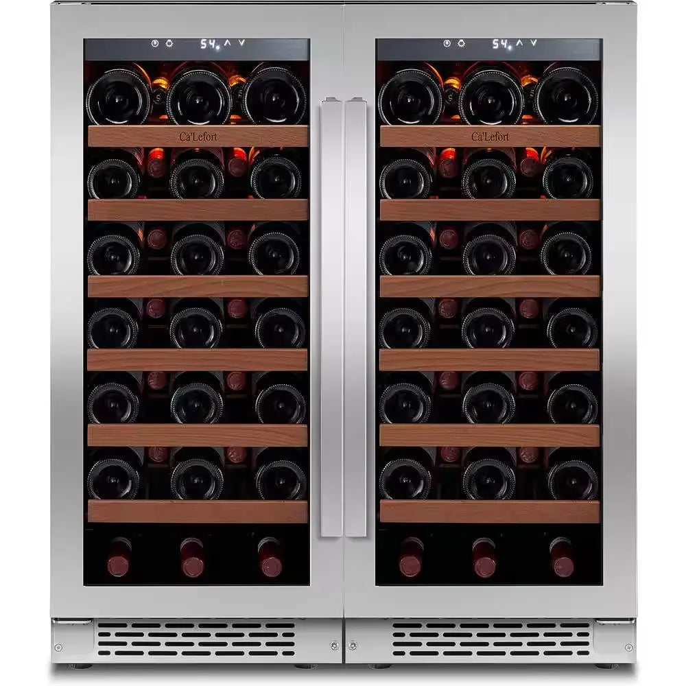 30 In. Dual Zone Cellar Cooling Unit 66-Bottles Wine Cooler Built- in Side-By-Side Refrigerators Frost-Free in Black | Fridge.com