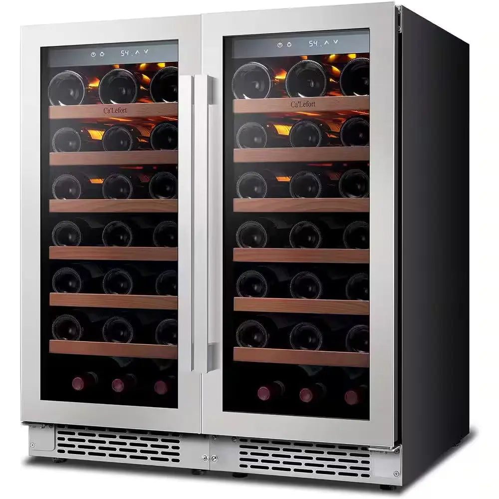 30 In. Dual Zone Cellar Cooling Unit 66-Bottles Wine Cooler Built- in Side-By-Side Refrigerators Frost-Free in Black | Fridge.com