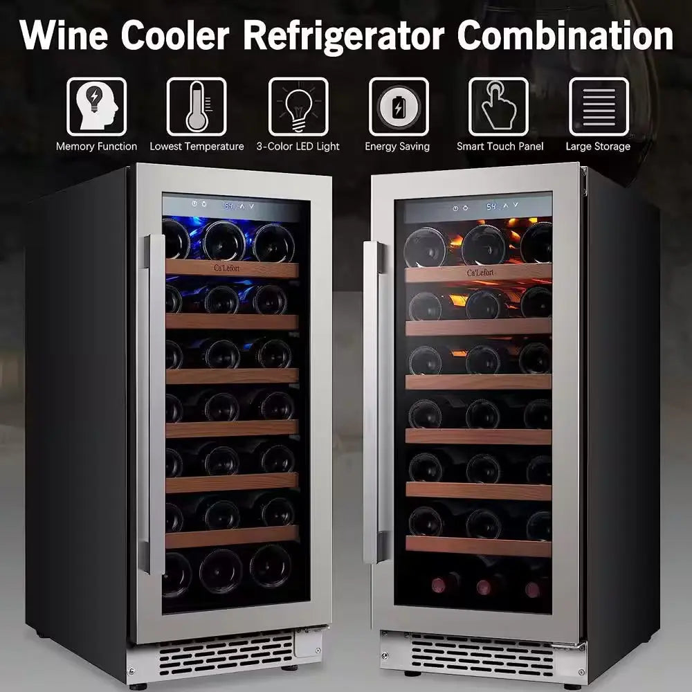 30 In. Dual Zone Cellar Cooling Unit 66-Bottles Wine Cooler Built- in Side-By-Side Refrigerators Frost-Free in Black | Fridge.com