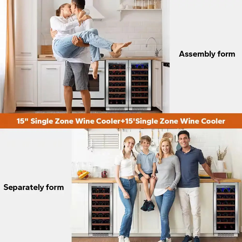 30 In. Dual Zone Cellar Cooling Unit 66-Bottles Wine Cooler Built- in Side-By-Side Refrigerators Frost-Free in Black | Fridge.com