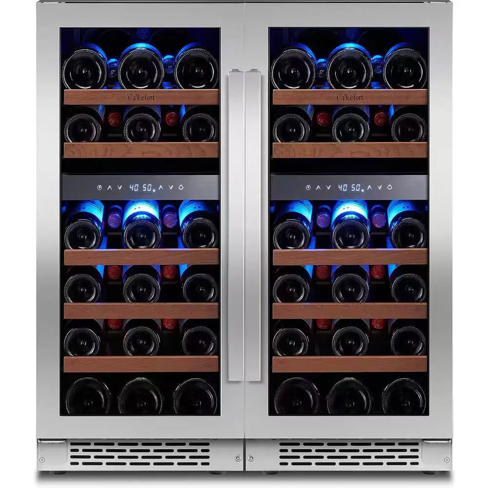 30 In. Quad Zone Cellar Cooling Unit 56-Bottles Built- in Wine Cooler Side-By-Side Refrigerators Frost Free in Black | Fridge.com