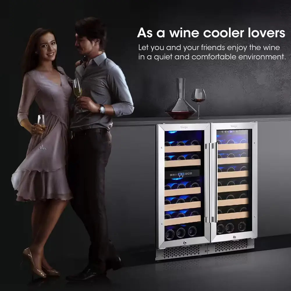 30 In. Triple Zone Cellar Cooling Unit 61-Bottles Wine Cooler Side-By-Side Refrigerators Safety Lock Frost Free in Black | Fridge.com