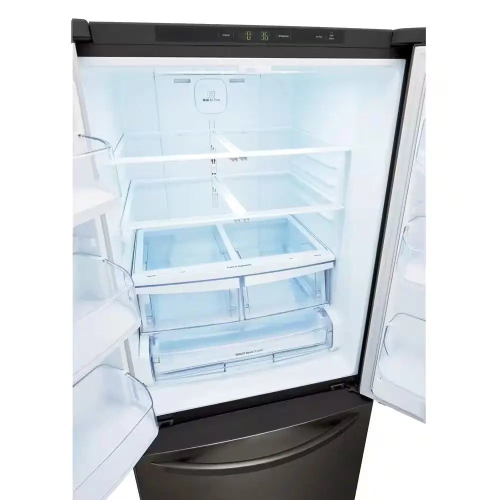 30 In. W 22 Cu. Ft. French Door Refrigerator with Ice Maker in Black Stainless Steel | Fridge.com