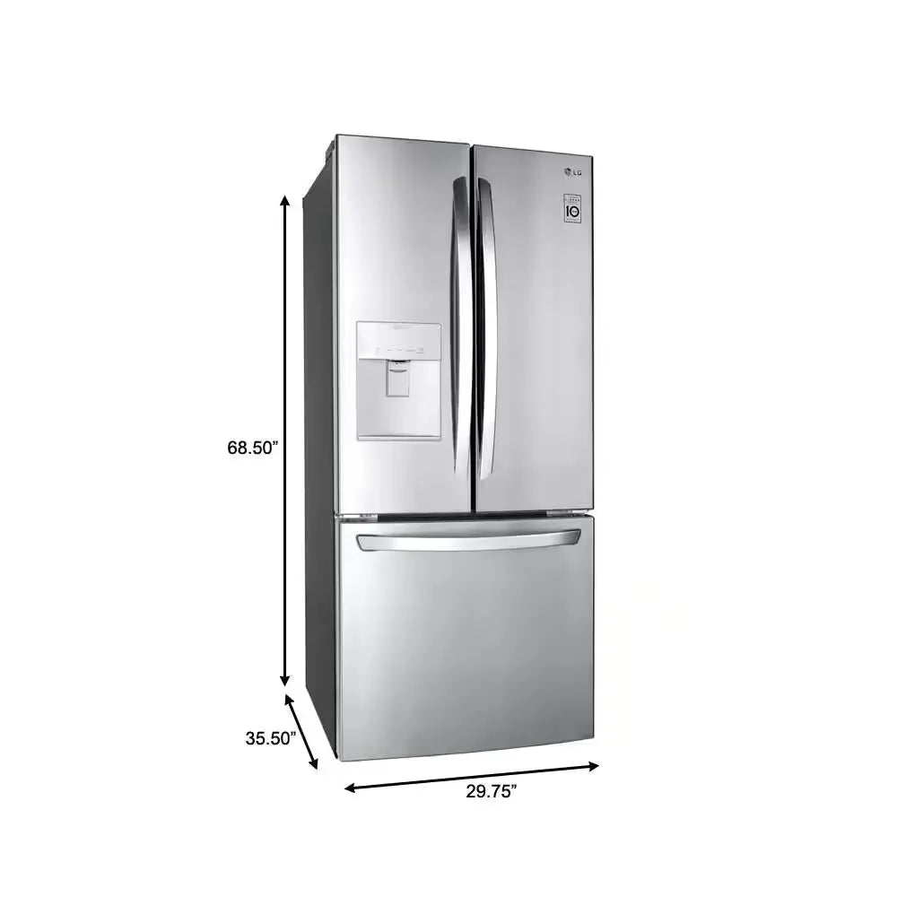 30 In. W 22 Cu. Ft. French Door Refrigerator with Water Dispenser in Stainless Steel | Fridge.com