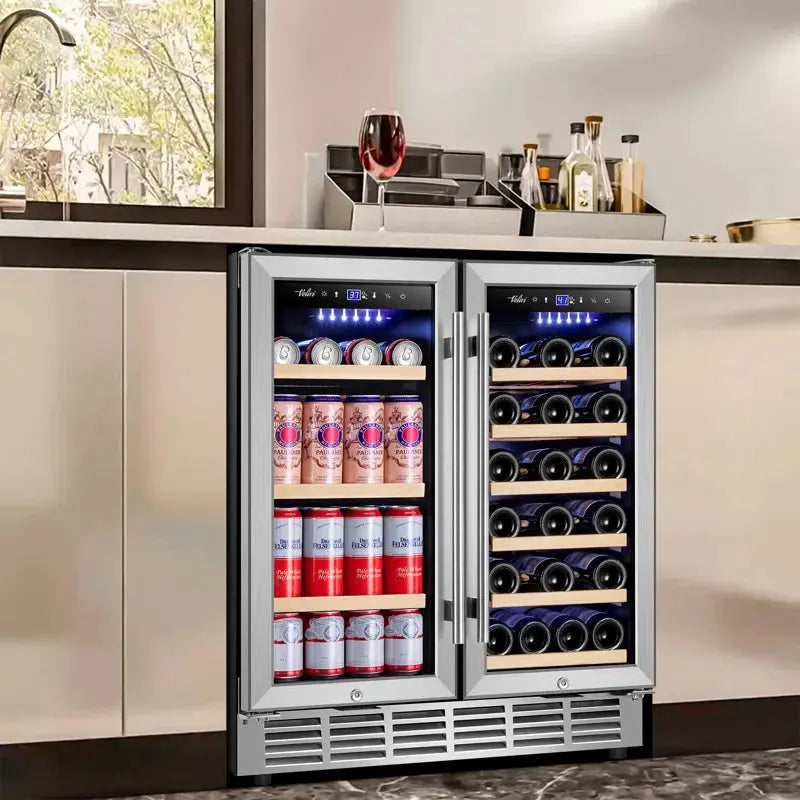 30 Inch 29 Bottle and 110 Can Dual Zone Built-In & Freestanding Wine & Beverage Refrigerator | Fridge.com