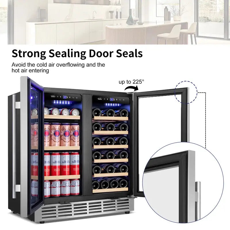 30 Inch 29 Bottle and 110 Can Dual Zone Built-In & Freestanding Wine & Beverage Refrigerator | Fridge.com