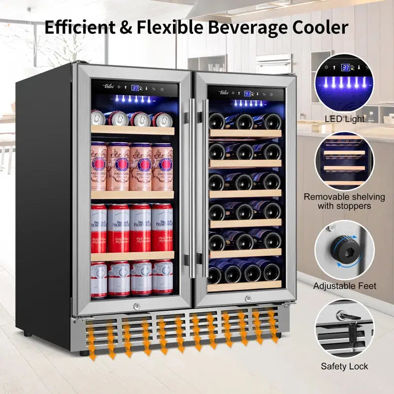 30 Inch 29 Bottle and 110 Can Dual Zone Built-In & Freestanding Wine & Beverage Refrigerator | Fridge.com