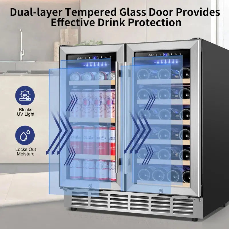 30 Inch 29 Bottle and 110 Can Dual Zone Built-In & Freestanding Wine & Beverage Refrigerator | Fridge.com